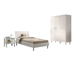 JUGENDZIMMER SET 90x200 Keeley Buche Weiß Holz Schrank Komfort Stabil