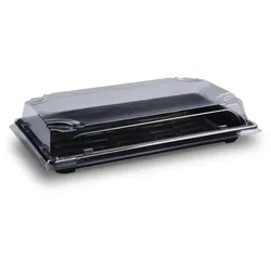 Sushi-Schale (PP/rPET) schwarz 240 x 147 x 45 mm + Deckel