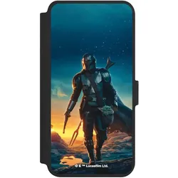 Nivocase Klapphülle für Samsung Galaxy S25+ Handyhülle aus Kunst Leder NIVOflip schwarz Sonnenuntergang (Samsung Galaxy S25+), Smartphone Hülle, Schwarz