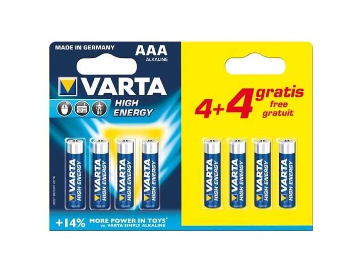 Varta High energy aaa batterijen 4+4 gratis