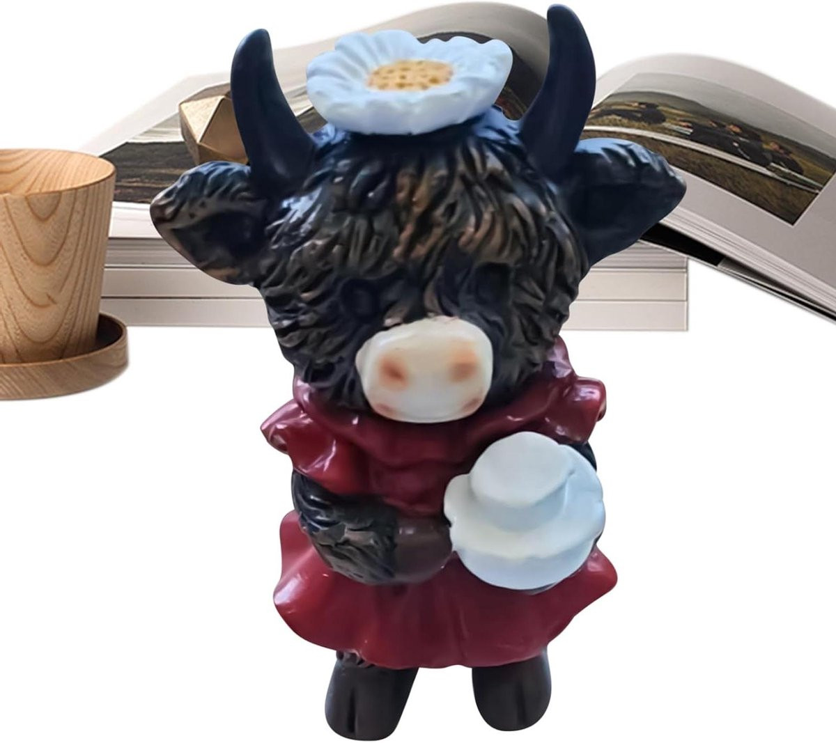 Highlander Figurine Dierbeeldje Koe Bruin H 9 x B 10 x D 9 cm
