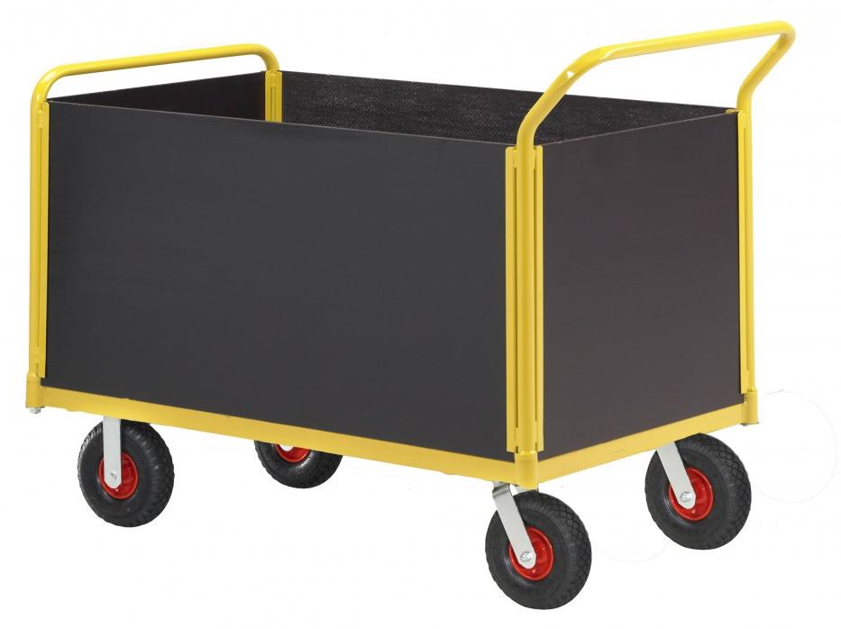 RAVENDO TW 1000L HWS Plattformwagen Transportwagen 0,6x1,0m PolyurethanRad Wand hoch