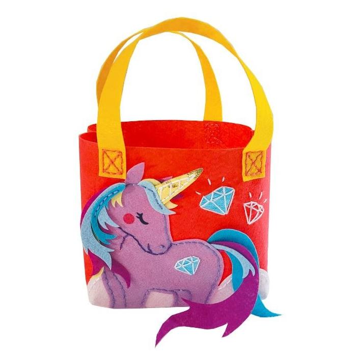 Stnux Rinkinys kreative Einhorn-Geldbörse aus violettem Filz, Handarbeit (STN7953)