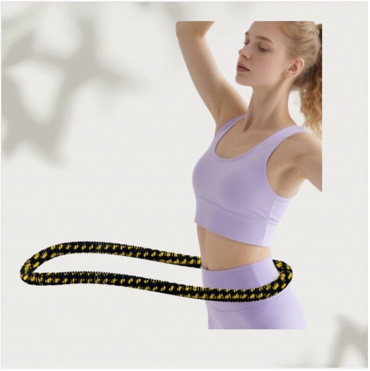 INF Stoffbezogener geräuscharmer gewichteter Hula-Hoop – Faltbarer weicher Feder-Hoop für taillenschonende Core-Workouts L