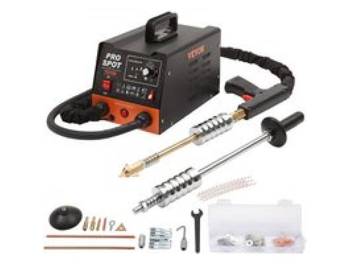 VEVOR Tire Clou Carrosserie 3 kW Kit Poste de Débosselage Soudeuse par Points 6 Modes de Soudage Outil de Réparation de Bosses de Carrosserie 16 Accessoires pour Débosselage de Voitures Camions Motos