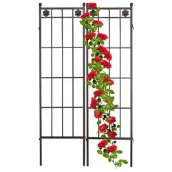 relaxdays 2er-Set Rankgitter Metall 182 cm silber