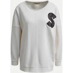 Oversize Sweatshirt mit Schriftzug aus Spitze Weiß M