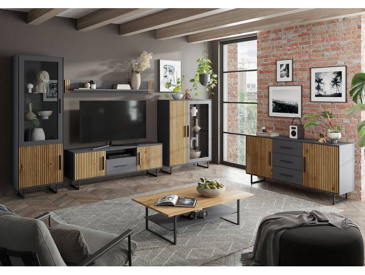 Highboard 102 cm 102 x 153 x 40cm Braun/Grau