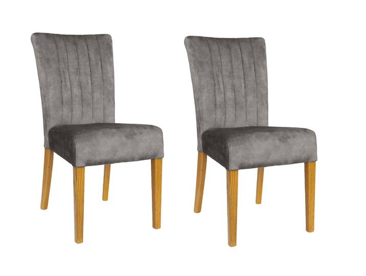 4-Fussstuhl HOME AFFAIRE, grau (natur geölt, grau 92, natur, terra 92), B:46cm H:93cm T:64cm, Massivholz, Polyester, Stühle, 4-Fussstuhl, vertikale Nähte in der Rückenlehne