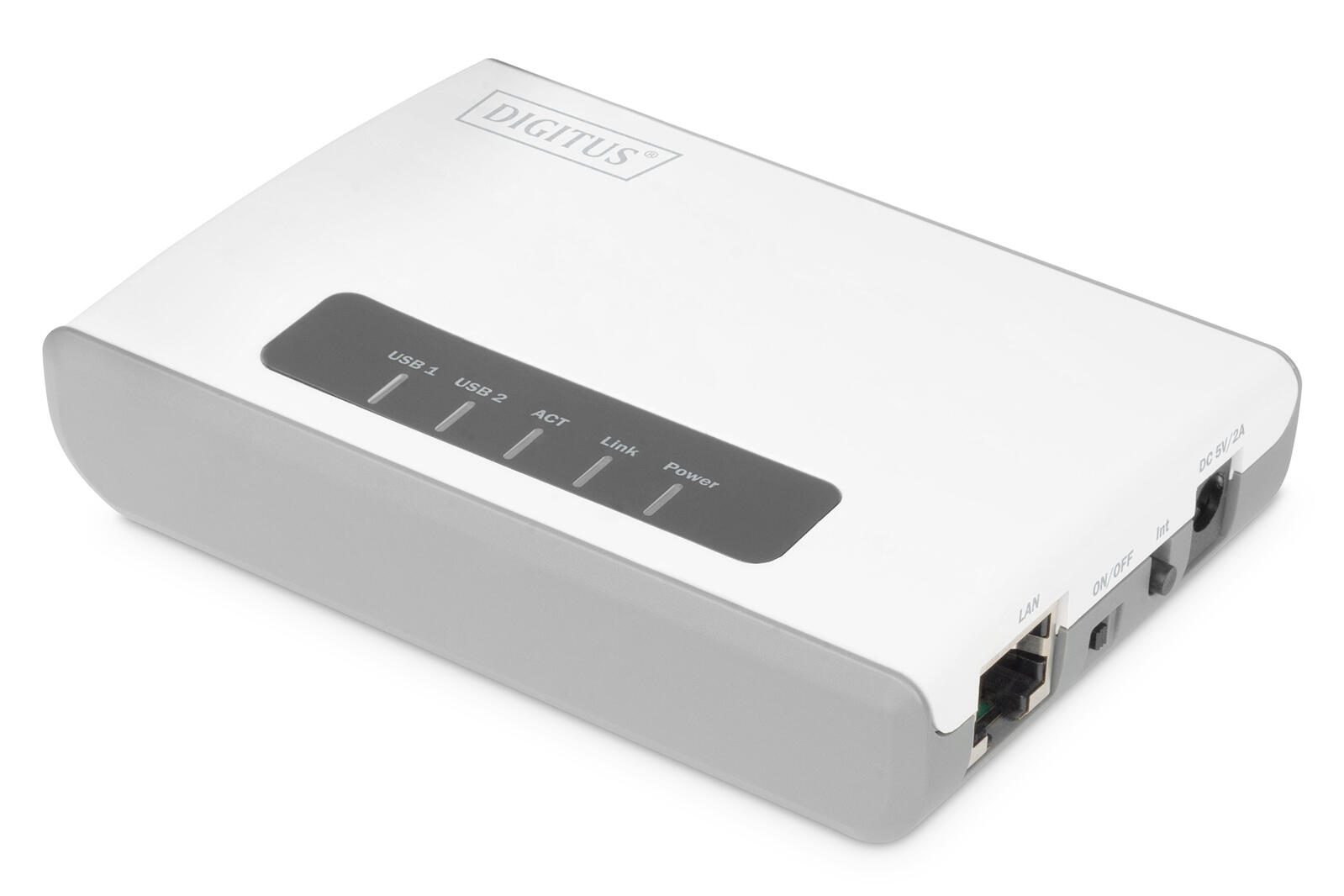 Digitus 2-Port USB 2.0 Wireless Multifunktions-Network Server, 300 Mbps DN-13024