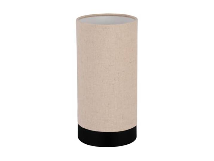 EGLO Lampe de table Feniglia\, lumière de chevet cylindrique\, luminaire à poser pour salon et chambre\, lin naturel et métal noir\, douille E27