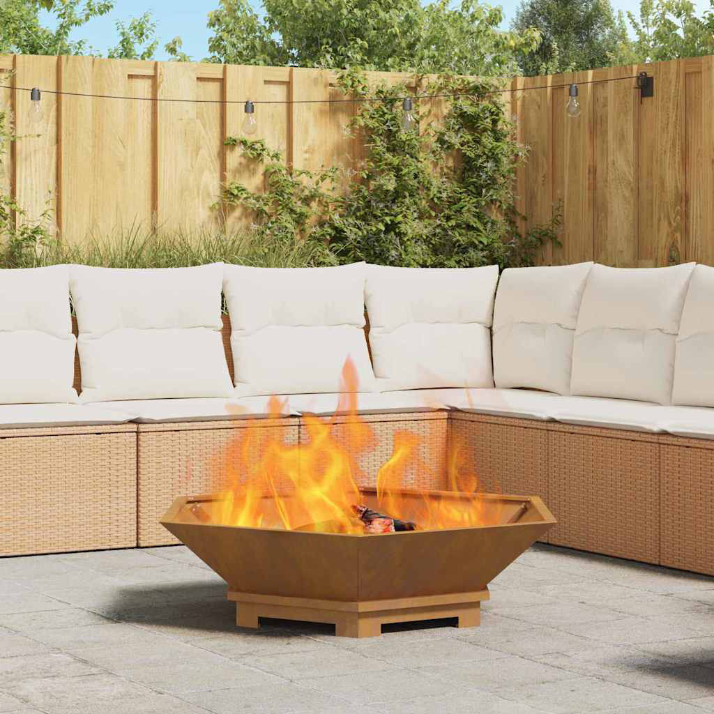 Borough Wharf Modern Fire Pit Brown 28cm H x 100cm W x 100cm D