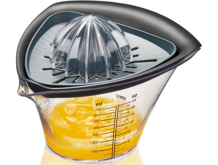 2in1 Entsafter GEFU, schwarz (transparent, anthrazit, silberfarben), B:18cm H:10,5cm T:21,3cm, Entsafter, 2in1 Entsafter, Kunststoff, Füllmenge 700 ml