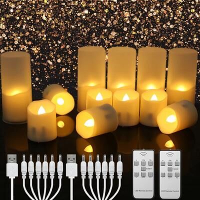 Uplift Treasures Rechargeable LED Flameless Candles With Remote And Timer 6 Pcs