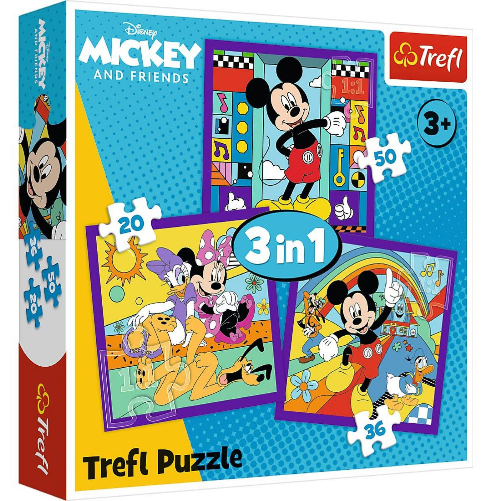 Trefl 3-in-1 Puzzel Mickey Mouse en zijn vrienden Mickey en zijn vrolijke team (20, 36 en 50 stukjes)