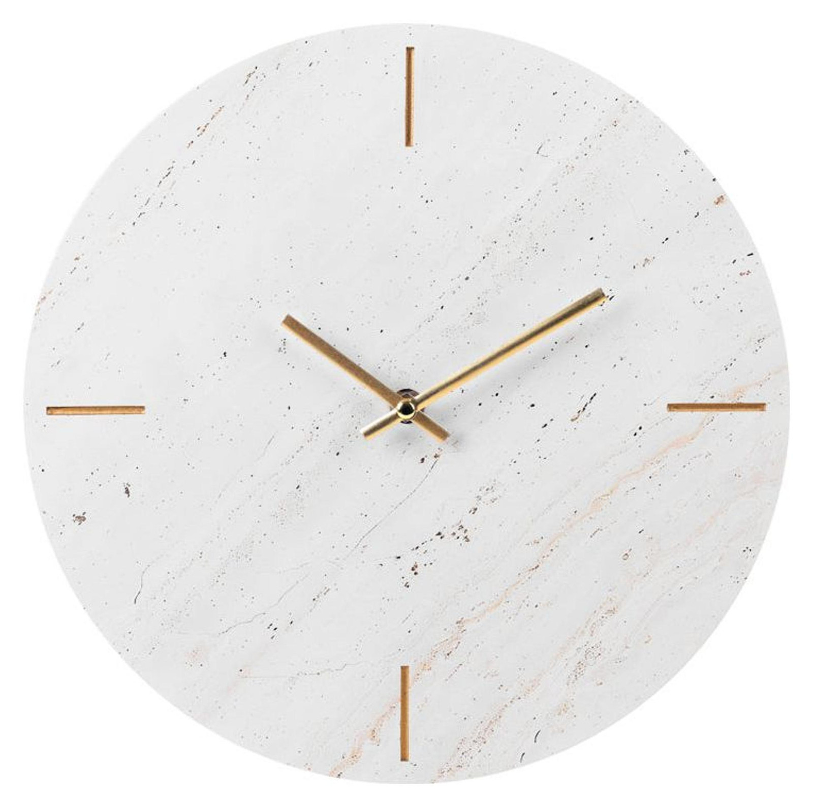 SensaHome Wandklok Nairobi – Luxe Japandi-klok, rond, moderne marmerlook, wit – Ø30 cm