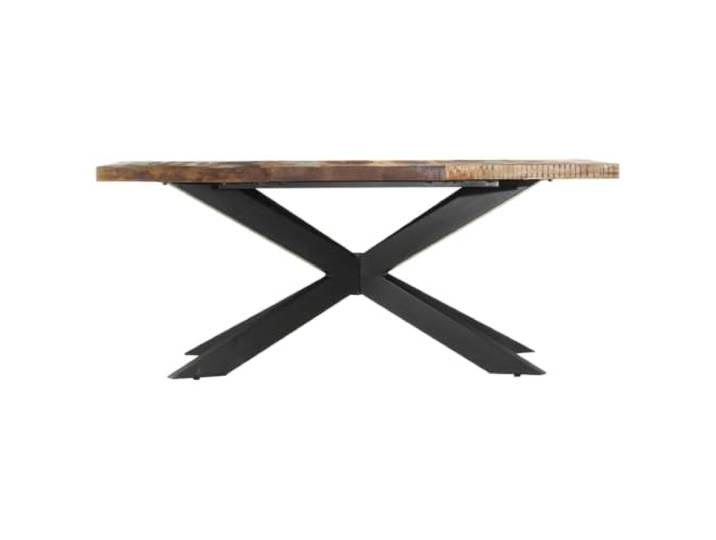 GPUTYGHN Esstisch 180 x 90 x 76 cm Recyceltes Massivholz Industriedesign,Stahlbeine,Vintage-Stil,Esszimmer,Küche,Unikat,Holzmaserung variiert