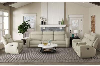 Furniture of America Kingsley 3-Piece Top Grain Leather Manual Recliner Sofa Set