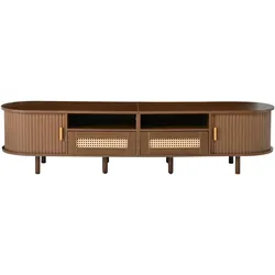 STILVORA TV-Lowboard MDF Dunkleiche 170x40x40 cm mit Rattanoptik, 2 Schubladen