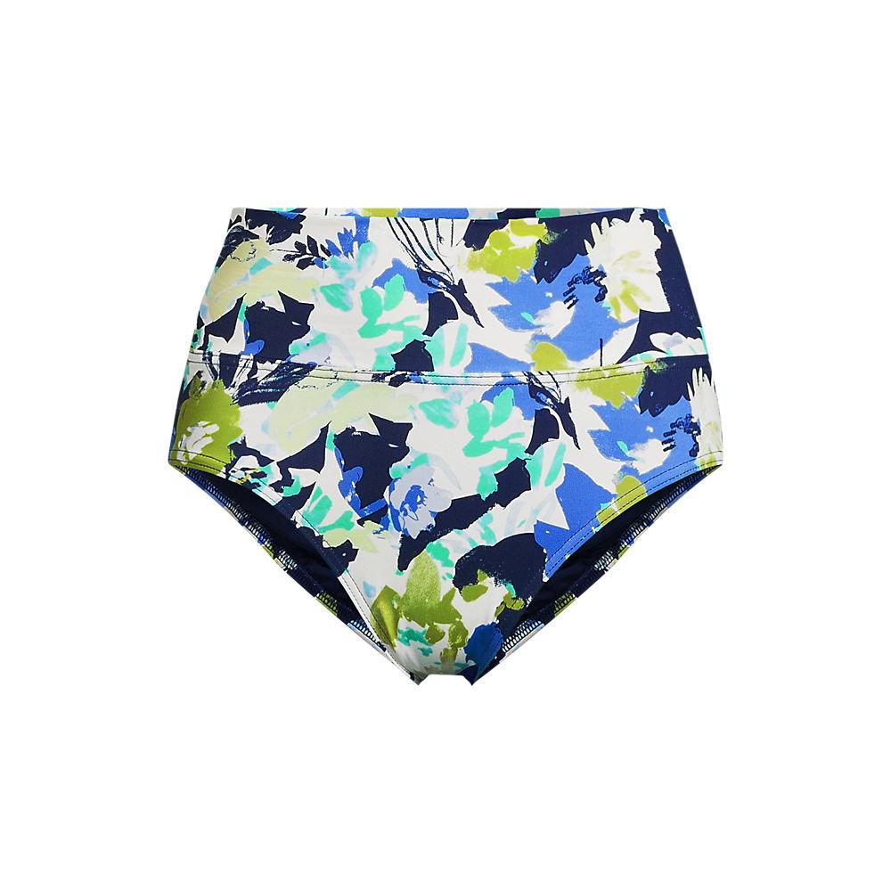 Bikinihose zum Umschlagen, High Waist, für Damen, Damen, size: regular, Blau, Nylon-Mischung, by Lands' End