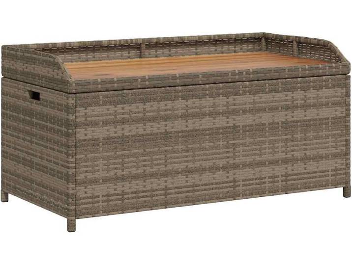 vidaXL Bank mit Stauraum Grau 100x50x52 cm Poly Rattan Akazienholz