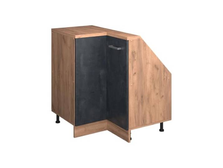 Vicco Küchenschrank für Dachschrägen R-Line, Schwarz Beton/Goldkraft Eiche 75.6 cm