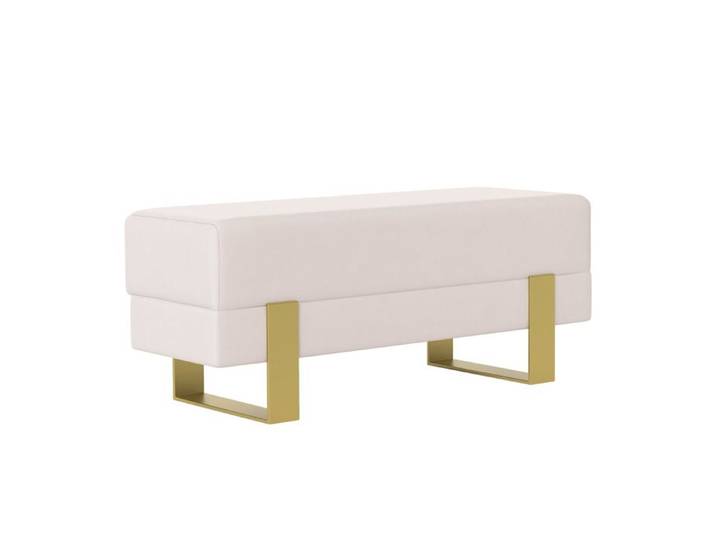 Banc RIVA - assise rembourrée - structure métallique - 80x35x47 cm - Doré / Crème