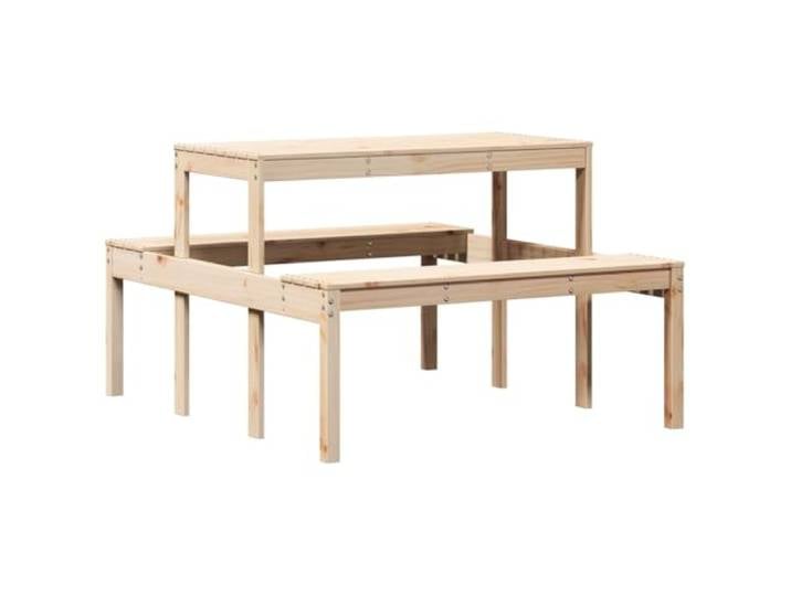 TUERYAFEK Picknicktisch 110x134x75 cm Massivholz Kiefer Robuste Tischplatte, Latten-Design gegen Wasseransammlung, für Garten Terrasse