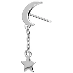 14 Karat Gold Aufsatz mit Titan Push Pin MOND + STERN