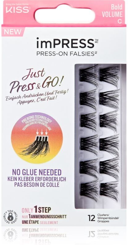 Kiss imPRESS Just Press & GO ! knott-free individual cluster lashes Bold Volume C 12 pc