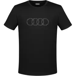 Audi T-Shirt Ringe Herren Schwarz Shirt Halbarm Größe 3XL 3132301507 - 3XL