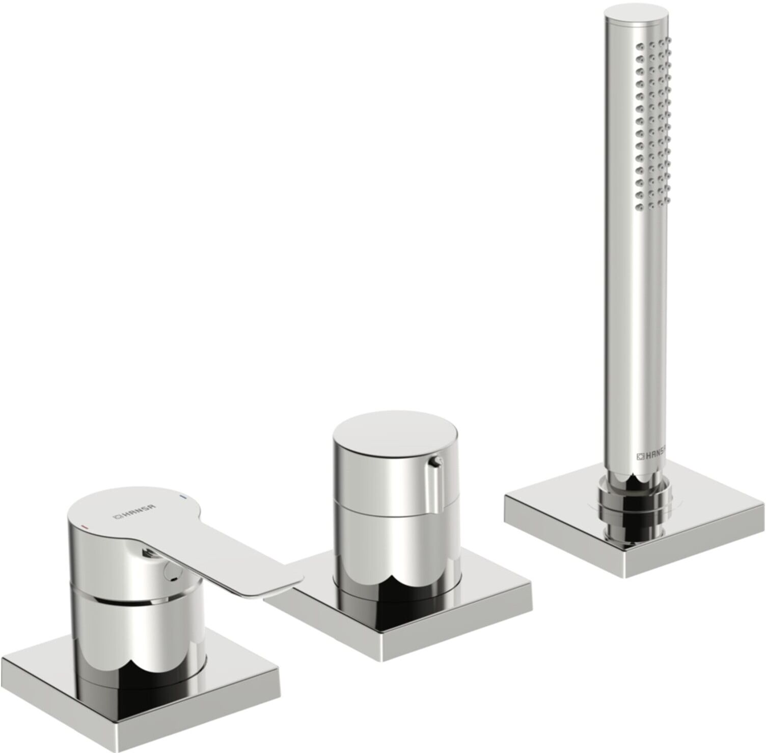 Fertigmontageset HANSALIGNA 3-Loch-Bidet-Einhebelmischer, Rosette eckig, chrom (06439493)