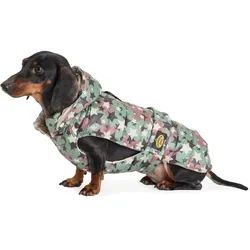 Fashion Dog gesteppter Regenmantel speziell für Dackel, Sternen-Camouflage - 36 cm