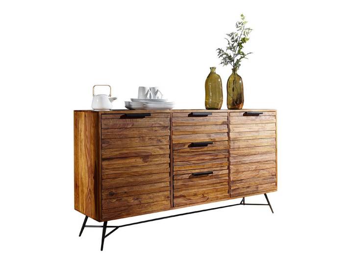 tinkaro Sideboard NALI Massivholz, Walnuss finish Kommode Anrichte industrial Möbel (1 St)