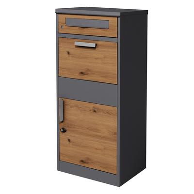 ML-Design Paketbriefkasten 50x112x37 cm Anthrazit-Eiche | Stahl, abschließbar, Standbox