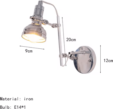 Inspire Curations American Chrome E14 Wall Sconce d without Plug white Light