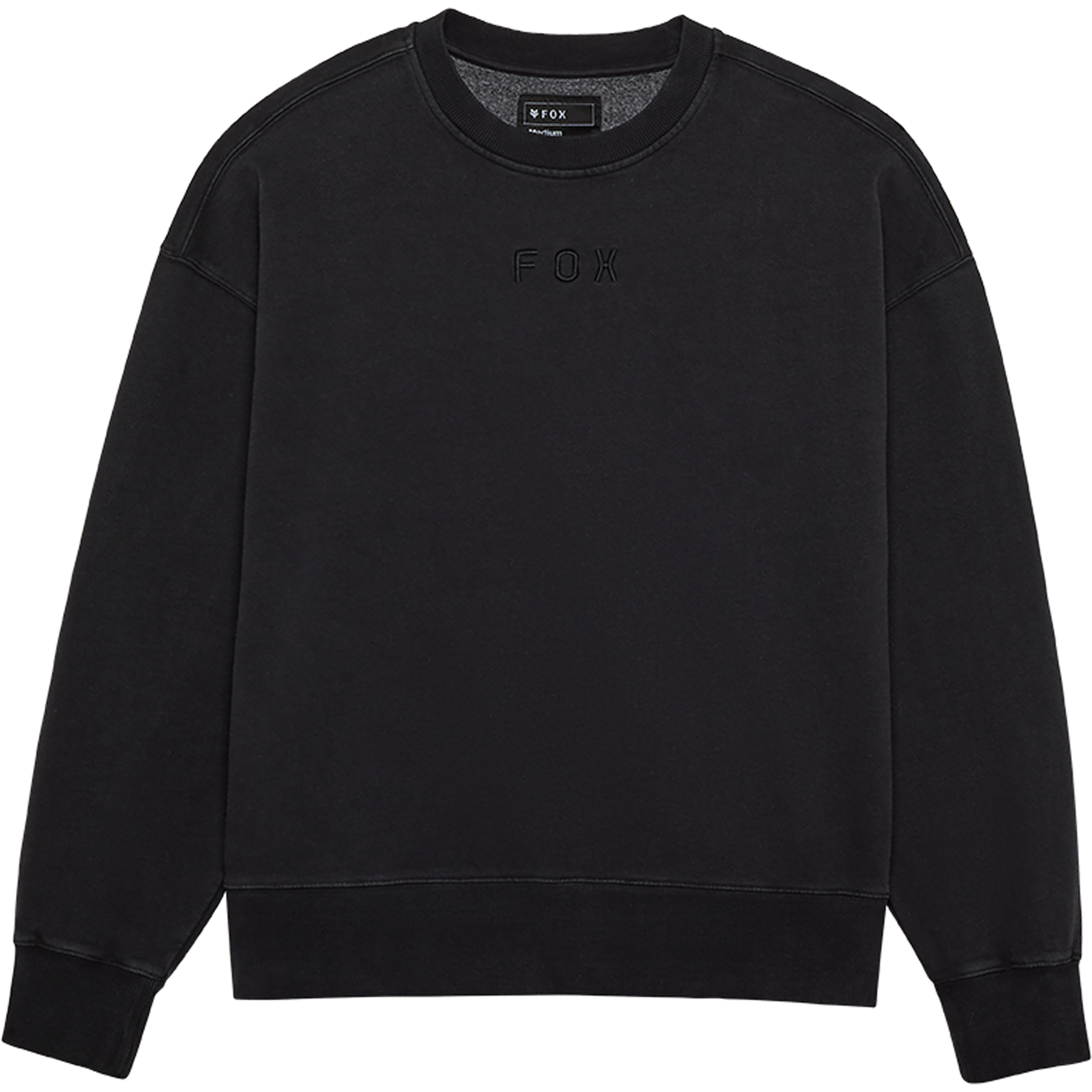 Fox Wordmark Oversized Fleece Herren Pullover schwarz Größe M Lifestyle Elastisch
