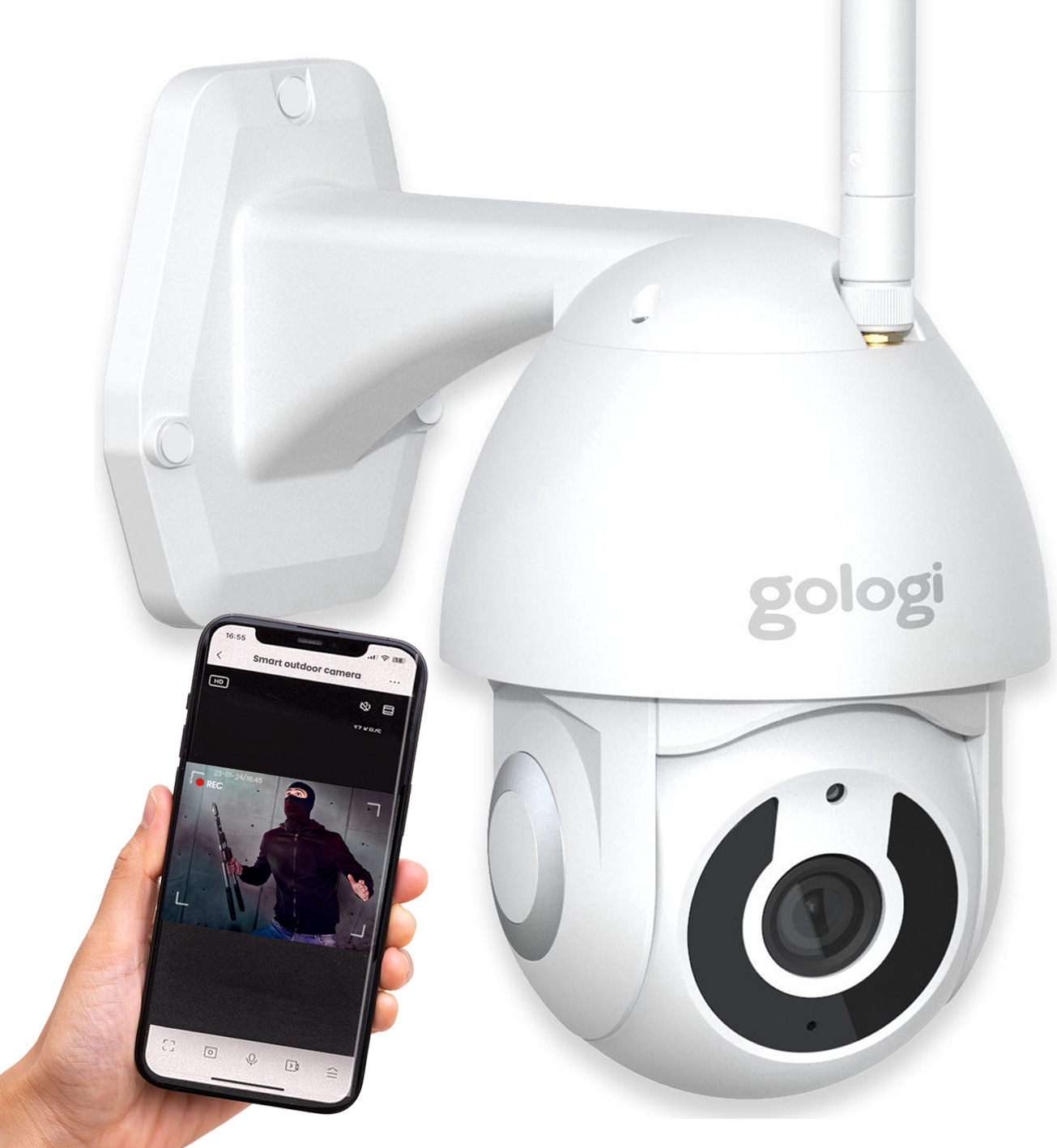 Gologi Superior buitencamera - Bekabelde beveiligings- en bewakingscamera met 3MP, nachtzicht en WiFi - Wit