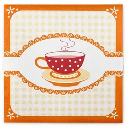 Sovie HOME Serviette Kathrin in Orange aus Linclass® Airlaid 40 x 40 cm, 12 Stück - Kaffee Cafe Frühstück Kariert