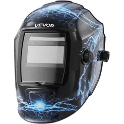 VEVOR Automatik Schweißhelm, 93x43 mm True Color, Solar Schweißermaske, 2 Lichtbogensensoren, DIN 4/9-13 für WIG-, MIG- & ARC-Schweißschleifen – CRIUS-Serie (blaues Blitzmuster)