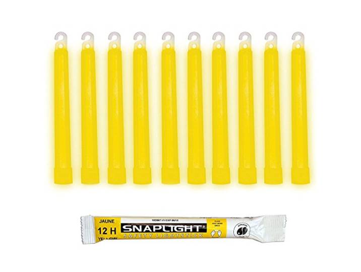 Cyalume SnapLight Knicklichter in Gelb (100-er Pack) - 15 cm Glow Sticks mit Haken am Ende - ultra helle Light Sticks mit einer Leuchtdauer von 12 Stunden