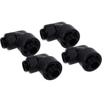 Eiszapfen 16/10mm Anschraubtülle 90° drehbar G1/4, Verbindung schwarz, für weiche Schläuche (PVC, Silikon, Neoprene)