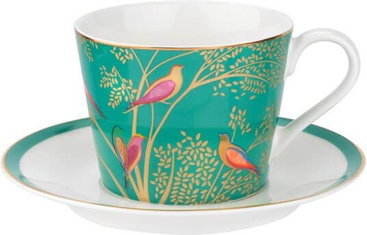 Sara Miller London Sara Miller Chelsea Collection Green Teacup & Saucer