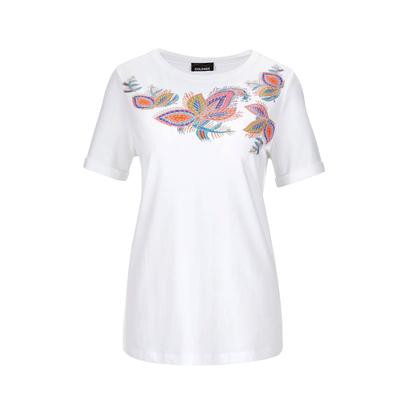 Kurzarmshirt GOLDNER "Florales Shirt mit U-Boot-Ausschnitt", Damen, Gr. 48, bunt (bunt, gemustert), Obermaterial: 95% Baumwolle CO. 5% Elasthan EL., gerade, U-Boot-Ausschnitt, Gerade, Shirts, Frontprint