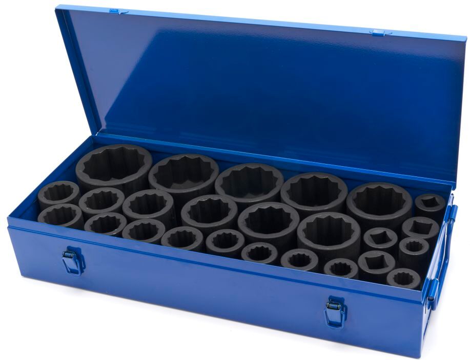 HBM Set di bussole a percussione, dodici lati, 1 pollice, 17 - 75 mm, 25 pezzi
