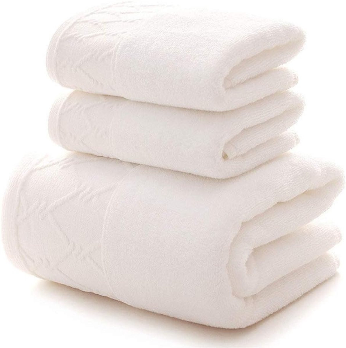 Set van 3 witte katoenen badhanddoeken voor volwassenen