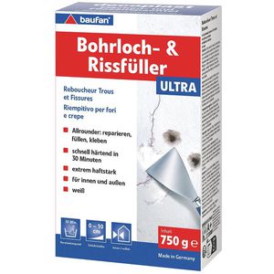 Baufan Spachtelmasse Bohrloch- & Rissfüller ultra, weiß, für Wände, Innen- & Außenbereich, 750g