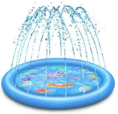 Uplifted Finds Summer Pet Sprinkler Pad   Inflatable Water Swimming Pool Cooling Mat   Outdoor Interactive Fountain Toy For Dogs light Blue 150 X 150 Cm