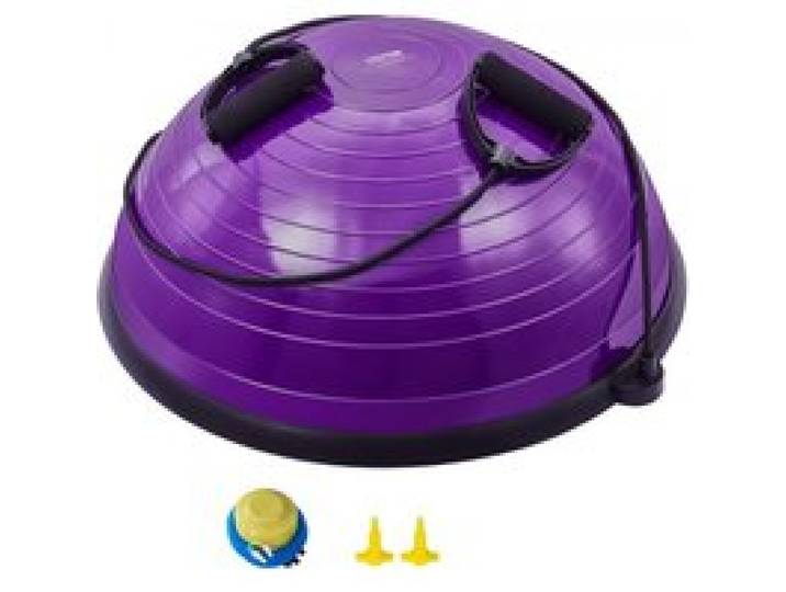 VEVOR Demi-ballon Fitness 62 cm, Ballon d'Équilibre Charge 300 kg, Station d'Équilibre avec Bande de Résistance et Pompe à Pied, Entraînement Complet du Corps, Domicile, Gym, Gymnastique, Violet