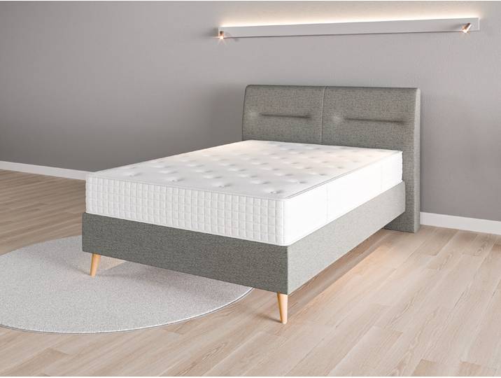 Boxspringbett 140x200 Nr. 2 - Grau (Staubgrau) - Feiner Strukturstoff